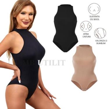 Imagem de Body Cinta Modeladora Realça Curvas Corretor Postural com Gola Alta Se