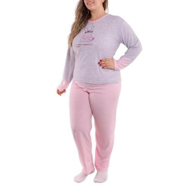Imagem de Pijama feminino de inverno plush PLUS SIZE SOPHIA Victory, 48, Rosa cl