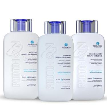 Imagem de Kit terapia de ozônio 300ml (shampoo+condicionador+máscara) - natureza