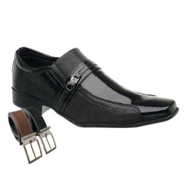 Imagem de Sapato Social Oxford Masculino Em Sintético Verniz + Cinto (SL1041) - 