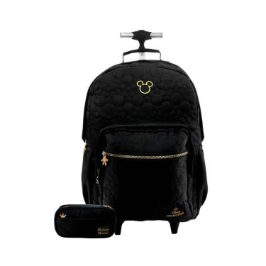 Imagem de Kit Escolar Mochila Rodas+Estojo Duplo Mickey Teen Preto