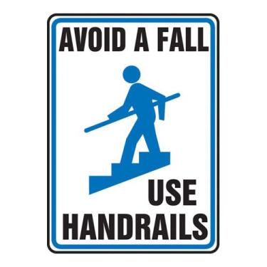 Imagem de Accuform Placa de segurança "Avoid A Fall - Use Handrails", Aluma-Lite™, 25 x 18 cm (MSTF510XL)