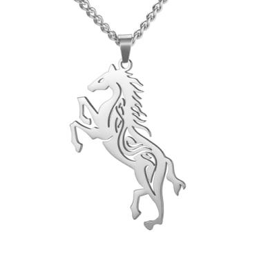 Imagem de EUEAVAN Colar de cavalo celta feminino com pingente de sapato de cavalo, joia de cavalo, cavalo, corrida, animais, presentes para amantes de cavalos, Medium, Aço inoxidável, Sem Pedra Preciosa