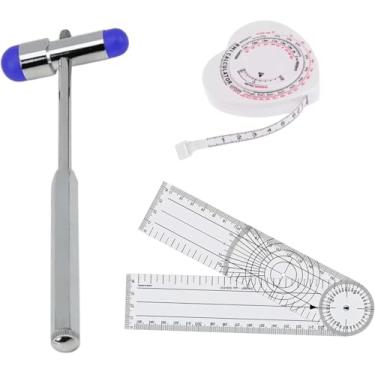 Imagem de Kit Fisioterapia com Martelo Buck 18 cm Goniômetro Grande 36 cm Fita Métrica Corporal Trena (AZUL)