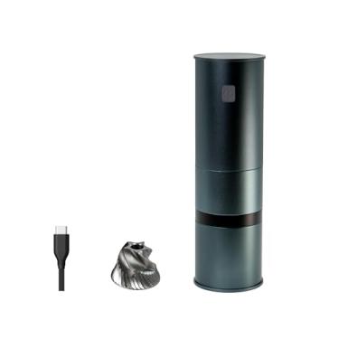 Imagem de MiiCoffee PT1 Moedor de café elétrico portátil V2, moedor de rebarbas cônico de aço inoxidável recarregável USB-C, corpo de alumínio com escova de limpeza incluída