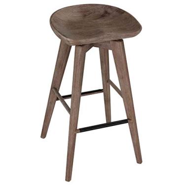 Imagem de Cortesi Home Banco de bar giratório frente única Tiwi em madeira maciça, 73,66 cm, cor branca cinza