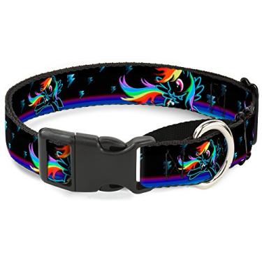 Imagem de Buckle-Down Coleira para cães Rainbow Dash Pose/Lightning Bolts Martingale, preto/azul, 3,8 cm/45,7-81,3 cm/Grande