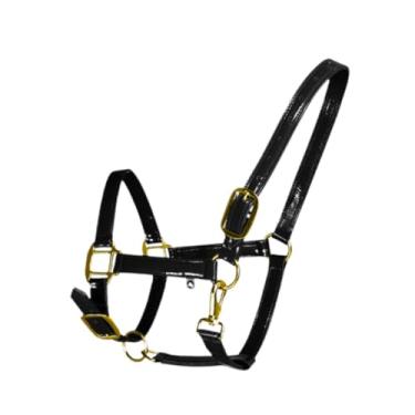 Imagem de Dynwave Cabresto de cavalo, cabresto de treinamento de corda de cavalo leve ajustável para pastagem de fazenda de competição, Preto Grande