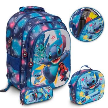 Imagem de Kit Mochila Stitch Costas Lancheira Térmica Reforçada - Plike