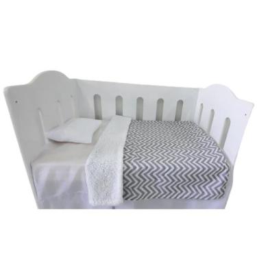 Imagem de Coberdrom Para Bebê Edredom Com Sherpa Para Berço Chevrom Cinza - Luck