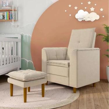 Imagem de Poltrona de Amamentação Quarto Infantil com Puff Kate Pés Palito Velud
