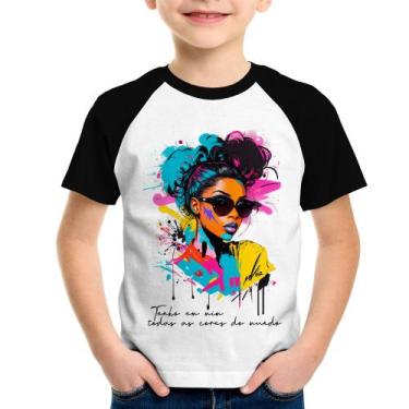 Imagem de Camiseta Raglan Infantil Tenho em mim todas as cores do mundo - Foca n