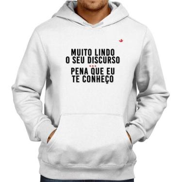 Imagem de Moletom Muito lindo o seu discurso - Foca na Moda, Branco, GG