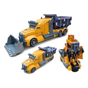 Imagem de Trator Retroescavadeira Bate e Volta Transforme Robô Com Som e Luz - E