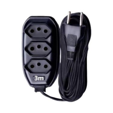 Imagem de Extensão Elétrica de tomada Tripolar Preto 10A Bivolt - Friburgo Comer