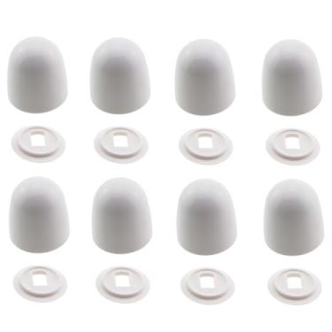 Imagem de KKUANG 8 peças Tampa de parafuso de vaso sanitário branca tampa de acabamento de piso de assento de vaso sanitário de plástico 3,8 x 3,6 cm tampa de parafuso universal redonda para vaso sanitário