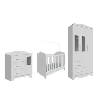 Imagem de Quarto Completo Bebe Moveis Peroba Clara Provençal MDF, Branco