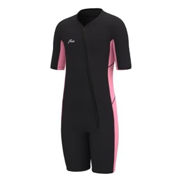 Imagem de Hevto Roupa de mergulho infantil para meninas de 2 mm Neoprene Shorty Wetsuit Tamanho 7 Criança Zíper Frontal Fato de Banho Térmico Natação em Água Fria (K3S-Rosa, 7)