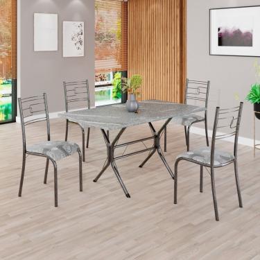 Imagem de Conjunto Sala De Jantar Mesa Retangular 120x75cm Tampo Granito Topázio 4 Cadeiras Paraty Paraopeba - Mart Prata