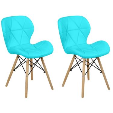 Imagem de Kit 02 Cadeiras Charles Eames Eiffel Slim Wood Estofada - Tiffany