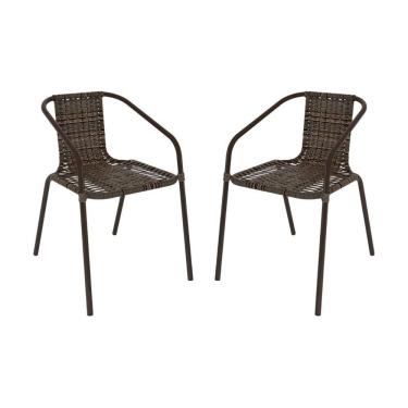 Imagem de Kit 2 Cadeiras De Jardim Junco Sintético Multimóveis Cr8006 Café Mesclado