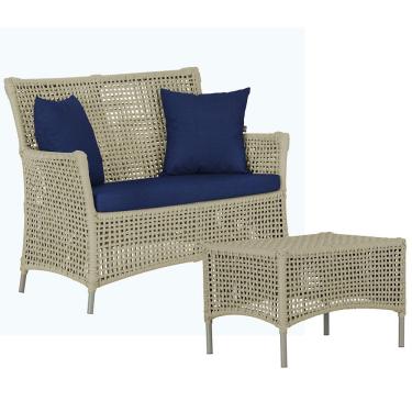 Imagem de 1 Sofá E Mesa Centro Igapó Alumínio Corda Náutica E10 Trama Rami