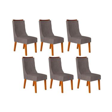 Imagem de Kit 6 Cadeiras Sala Jantar Jade 6 Un Freijó Suede Lunar