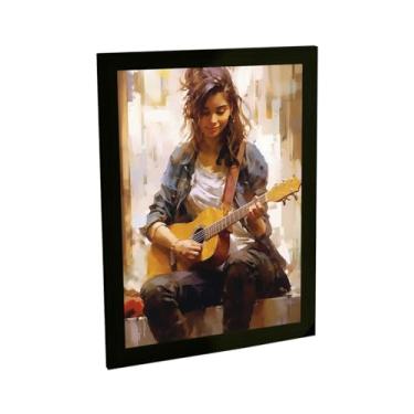 Imagem de Quadro Decorativo Mulher Tocando Violão Pintura Decoração Poster Quarto Sala