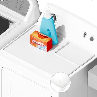 Imagem de SEIRI 1 tapete protetor de secadora com conjunto de recorte de furo de fiapos, 66 cm x 45 cm, tapete protetor superior de silicone antiderrapante à prova d'água para secadora de roupas (branco)