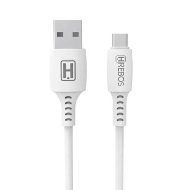 Imagem de Cabo Turbo USB Para Tipo C 1 Metro Branco Hrebos HS-41