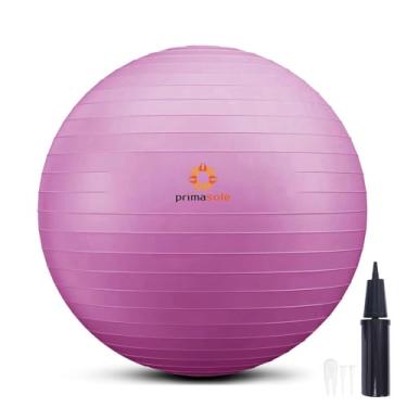 Imagem de primasole Bola de estabilidade - 65 cm (25,6 polegadas) de diâmetro para ioga engrossada para gravidez e exercício - bola de fitness para pilates, cadeira de escritório e suporte de parto (rosa pastel