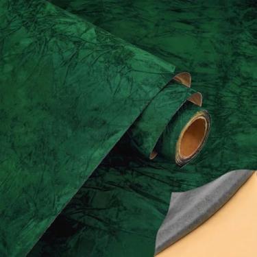 Imagem de Forro de papel autoadesivo de veludo para joias, gavetas, artesanato, tecido, descascar e colar, forro de veludo macio para gaveta faça você mesmo (17,7 x 118 pol. verde)