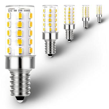 Imagem de Ziomitus Lâmpadas de LED de candelabro C7 reguláveis E12 4W 3000K, E12 equivalente a halogênio de 25W-40 watts, branco quente T6 base pequena 120V E12 lâmpadas de LED para ventilador de teto iluminação de lustre, 450lm (5 peças)