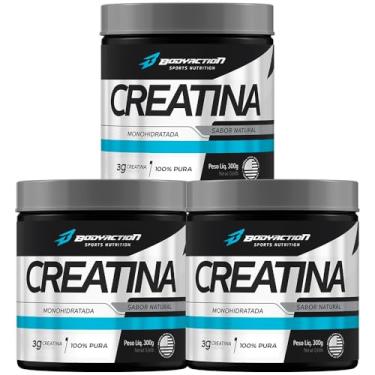 Imagem de Creatina Monohidratada Sem Sabor - Pote 300g - Suplementação Treino Academia, Ganho Muscular Hipertrofia, Força Energia Resistência, Suplementos Naturais - Kit 03 Potes - Bodyaction