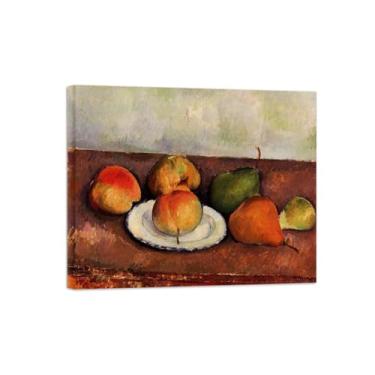 Imagem de Natureza Morta Quadro Parede em Tela-Famosas Pinturas para Sala de Jantar-Prato de frutas-Decoração Cozinha Vintage 20x25cm Tela Embrulhada