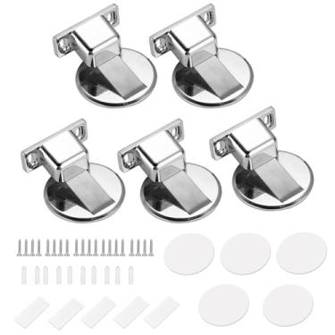 Imagem de Batente Porta Imã 5 Peças Fita Adesiva Parafuso Fixação Piso Metalizado