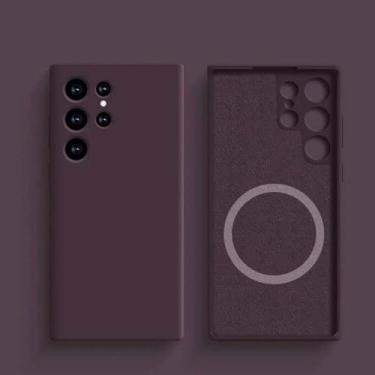 Imagem de Capa de silicone líquido magnético com proteção para Samsung Galaxy S24 Ultra, S23, S22, A15, A55, A35, A25, A54 5G, roxo escuro, para Samsung Galaxy S21
