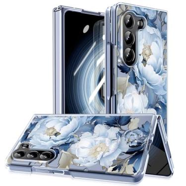 Imagem de MIDIIUGCT Capa magnética para Galaxy Z Fold 7, círculo magnético integrado e carregamento sem fio, capa à prova de choque de grau militar para Z Fold 7 [grande flor branca] MUS-CXDZ-09-06