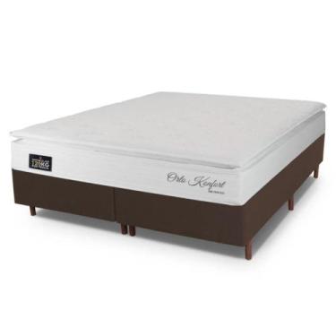 Imagem de Cama Box Queen Hellen Konfort Espuma D33 Pillow Top 158x198x57cm, Bran