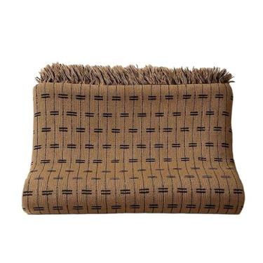 Imagem de Manta Sofá Gigante 2,40 x 1,80M – Algodão Premium Grossa | Protetora Decorativa para Cama e Sofá King Size(TIJL CARAMELO COM PRETO)