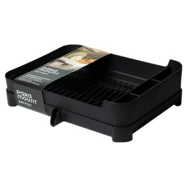 Imagem de Escorredor de Louças Grande para 16 Pratos Com Suporte de Talheres Bandeja de Drenagem e Bico Para Escoar Agua Pia Seca (Preto)