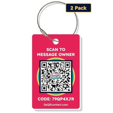 Imagem de Etiquetas inteligentes de bagagem | Etiqueta de bagagem com código QR de privacidade mantém informações pessoais privadas | Etiquetas de viagem personalizáveis para mulheres e homens | Use com
