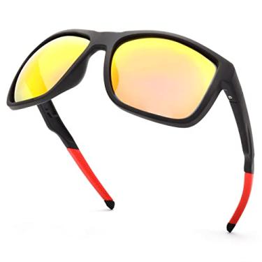 Imagem de PSI Óculos de sol premium para homens e mulheres polarizados, proteção UV, óculos de sol retangulares esportivos, Altura da lente amarela 55 mm, 60mm