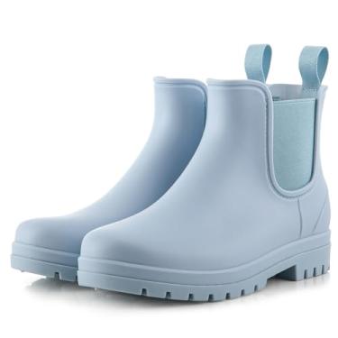 Imagem de planone Botas de chuva curtas femininas ortopédicas de largura larga modernas à prova d'água Chelsea para uso ao ar livre, sapatos de jardim, botas de tornozelo para mulheres, antiderrapante, para