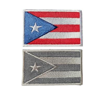 Imagem de 2 peças de emblema tático bordado da bandeira de Porto Rico Boricua, aplique militar para mochilas, chapéus, jaquetas, roupas, colete, academia, molle, emblemas legais para times e patriotas