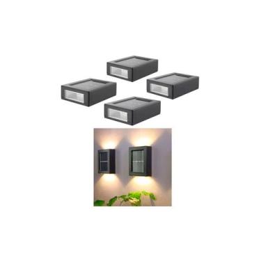 Imagem de Conjunto de lâmpadas de holofote solar, 4 lâmpadas de parede externas 