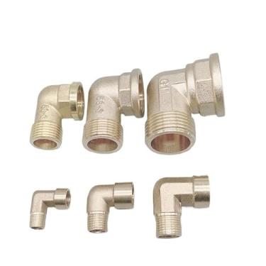 Imagem de 1 peça 1/20.3 cm 1/10.2 cm 3/20.3 cm 1/5.1 cm 3/10.2 cm 2.5 cm fêmea x rosca macho 90 graus latão cotovelo encaixe conector acoplador para água combustível cobre adaptador (1/10.2 cm)