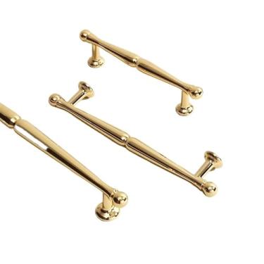 Imagem de CXYFQUUK Puxadores e puxadores de armário de cozinha em ouro preto e preto puxadores de liga de zinco puxadores de porta de guarda-roupa ferragens de móveis 2 peças (latão ouro-96 mm)