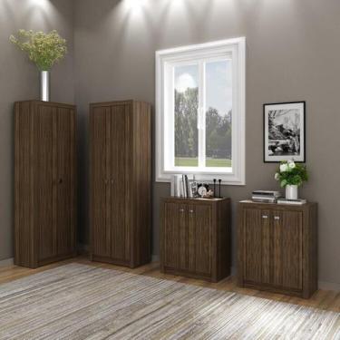 Imagem de Kit 4 Armários Multiuso para Escritório com 2 Armários Baixo e 2 Armár