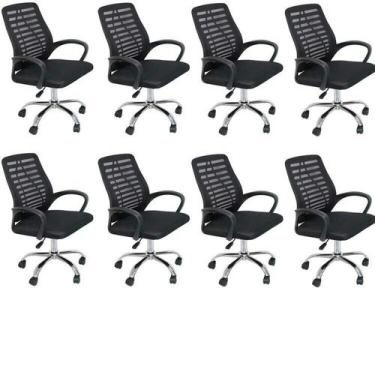 Imagem de Kit 8 Cadeiras de Escritório Diretor Tela Mesh Cádis - Espresso Móveis